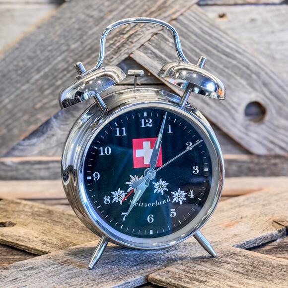 Switzerland Twin Bell Analog Alarm Clock by Souvenirs of Switzerland, 6.5"H - Picture 2 of 9